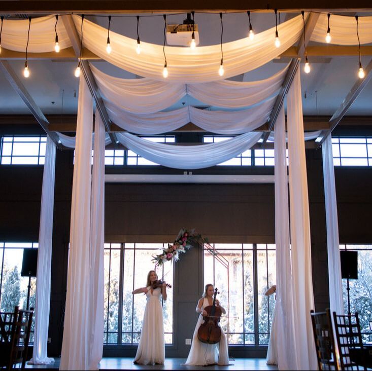 Colorado wedding draping, vail wedding draping, light wall backdrops, velvet and sheer fabric rental